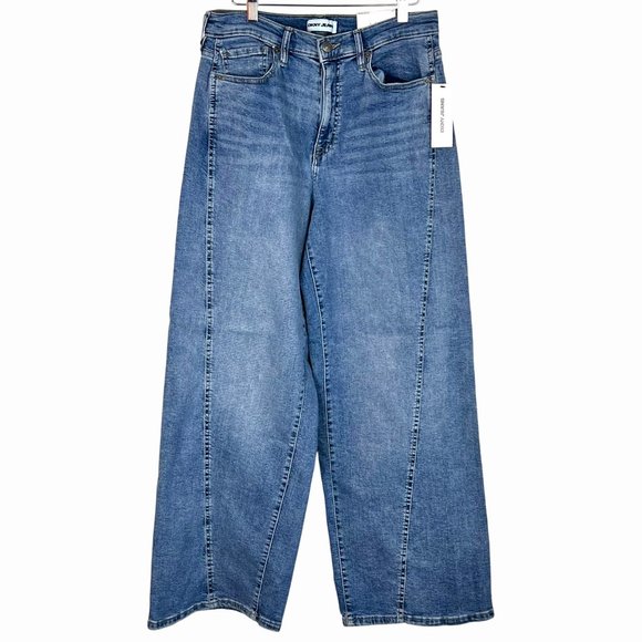 DKNY Jeans Womens Wide Leg High Rise Denim Pants 12/31 Blue Wash New With Tags - Picture 1 of 10